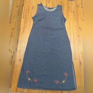 Vintage 90's MPH Blues Embroidered Denim Dress
